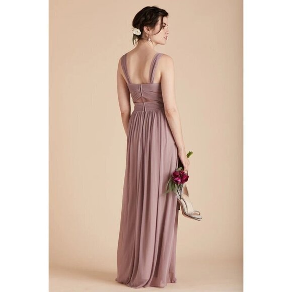 Birdy Grey Elsye Cut Out Mesh Mauve Maxi Formal Bridesmaid Dress Small NWT - Picture 3 of 15